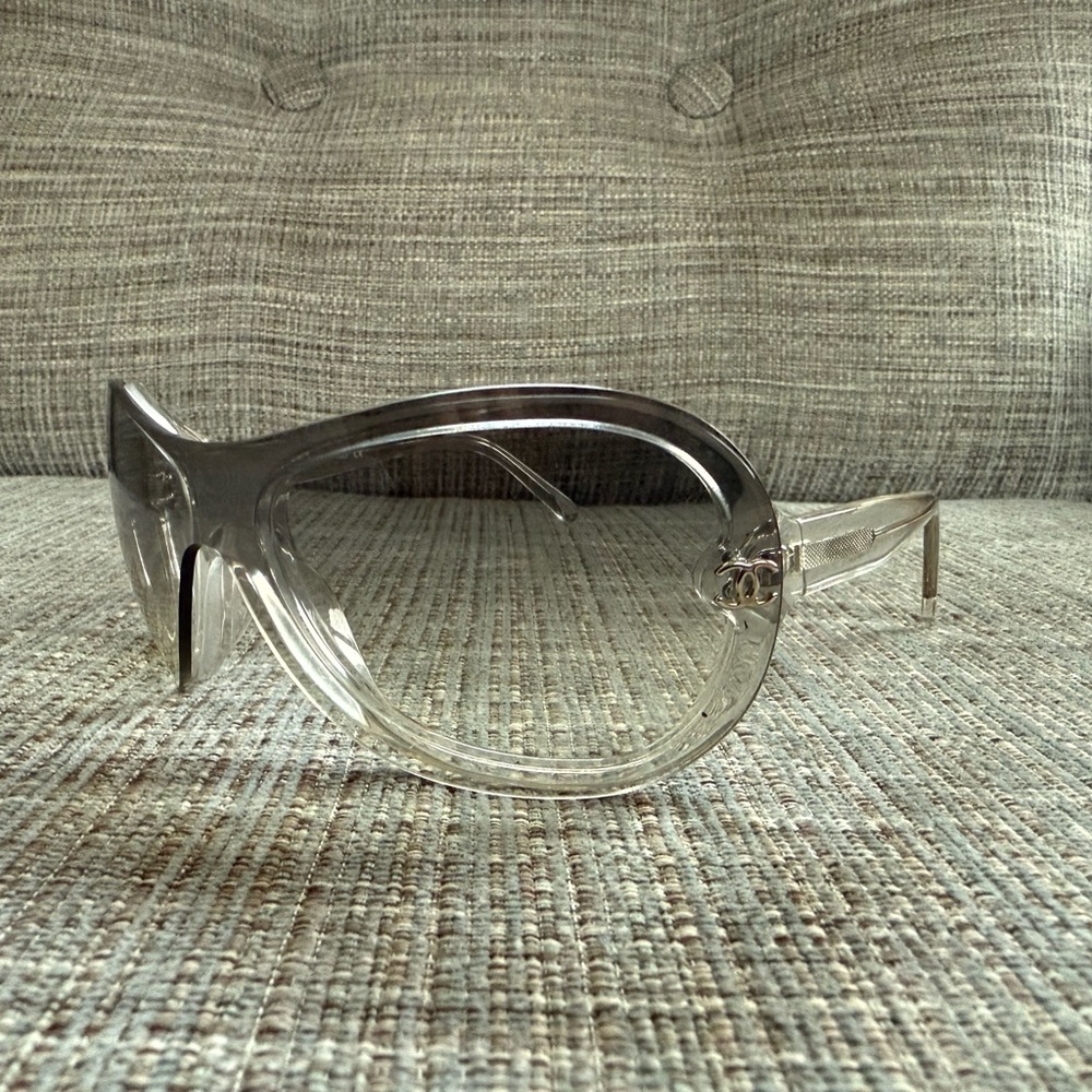 Chanel Clear Oversized Women's Sunglasses with Logo Accent